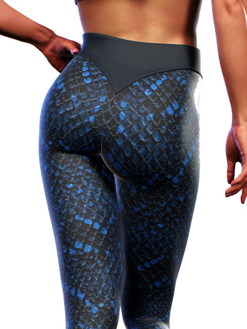 Blue Python Leggings-High waisted leggings-bootysculpted